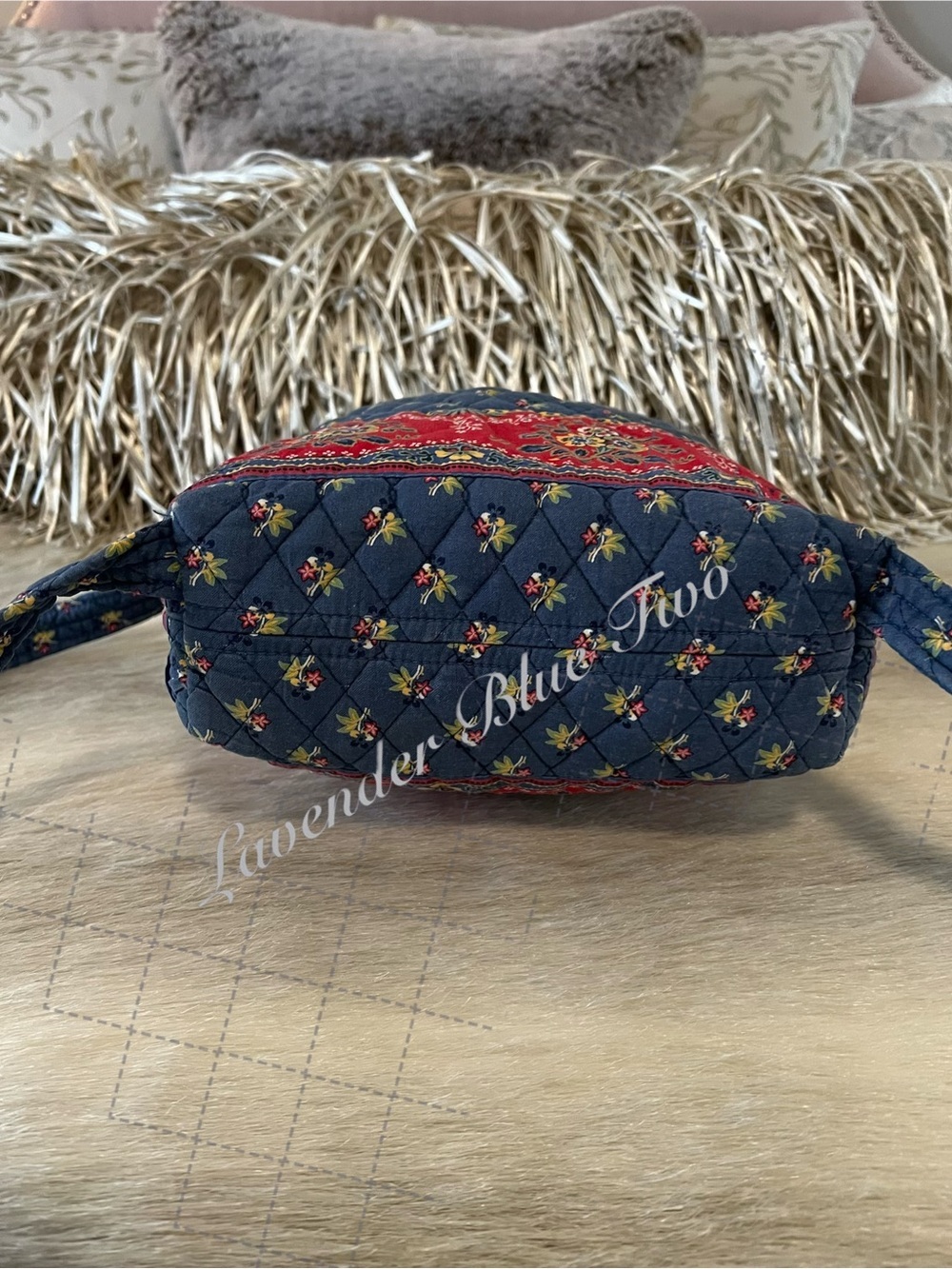 Vintage VERA BRADLEY Emily 2005 Mimi Flap Drawstring Backpack USA Red Blue Y2K - Picture 10 of 14